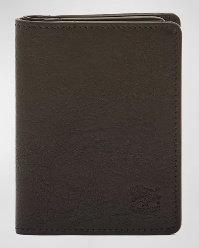 Il Bisonte Men's Oriuolo Leather Bifold Card Holder In Black
