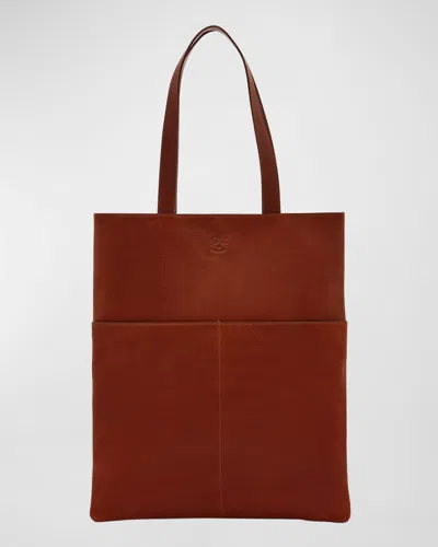 Il Bisonte Men's Oriuolo Leather Tote Bag In Cognac