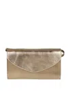 Il Bisonte Metallic Leather Flap Clutch In Yellow