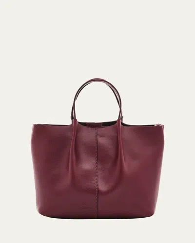 Il Bisonte Nina Small Pleated Leather Tote Bag In Burgundy