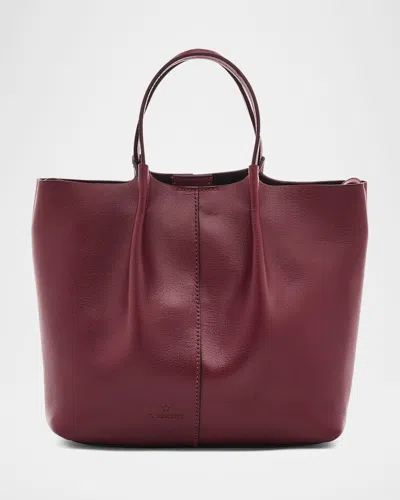 Il Bisonte Nina Small Pleated Leather Tote Bag In Amarena
