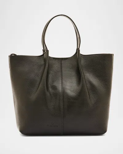 Il Bisonte Nina Small Pleated Leather Tote Bag In Black