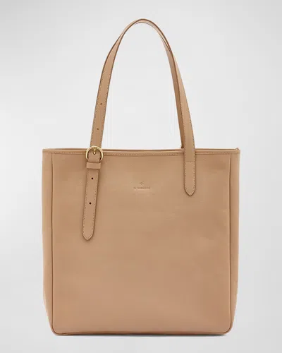 Il Bisonte Novecento North-south Leather Tote Bag In Caffe Latte