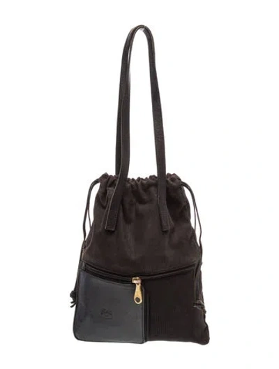 Pre-owned Il Bisonte Nylon Shoulder Bag In Black