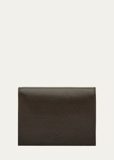 Il Bisonte Oliveta Bifold Vacchetta Leather Wallet In Black
