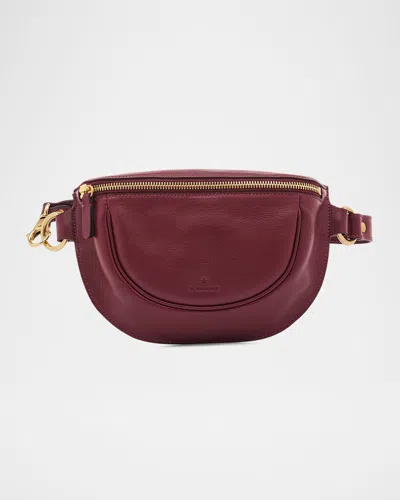 Il Bisonte Oliveta Zip Leather Belt Bag In Amarena