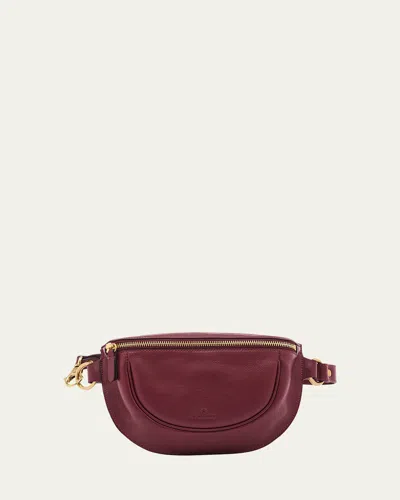 Il Bisonte Oliveta Zip Leather Belt Bag In Amarena