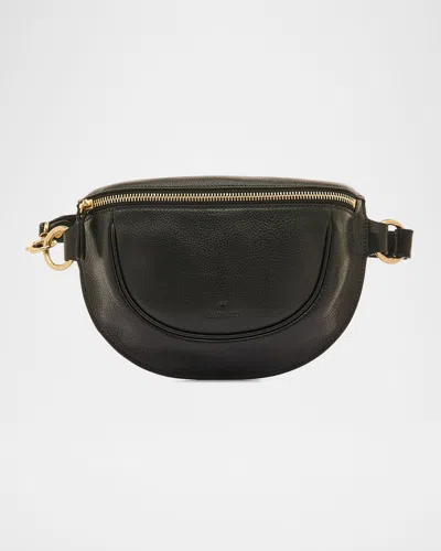 Il Bisonte Oliveta Zip Leather Belt Bag In Black