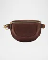Il Bisonte Oliveta Zip Leather Belt Bag In Caffe