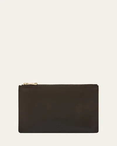 Il Bisonte Oliveta Zip Vacchetta Leather Card Case In Black