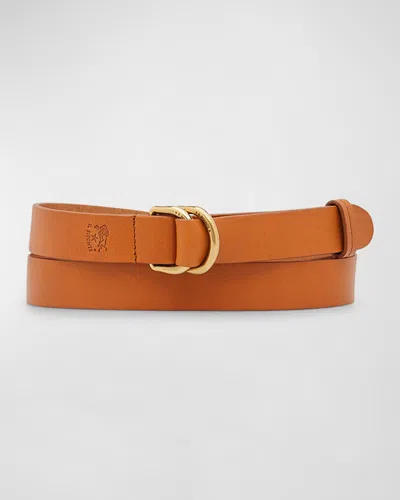 Il Bisonte Reversible Calf Leather Belt In Caramel