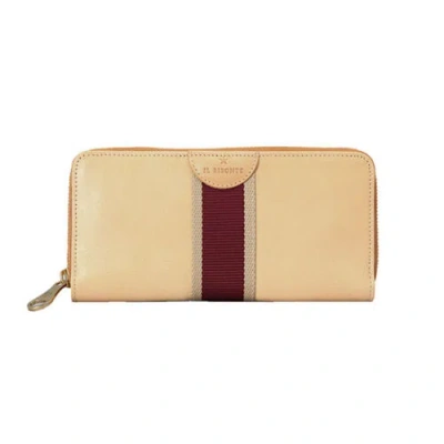 Pre-owned Il Bisonte Round Long Wallet Zip Around Wall Solaria Szw049 Naturale Na113b In Iv/naturale/na113b