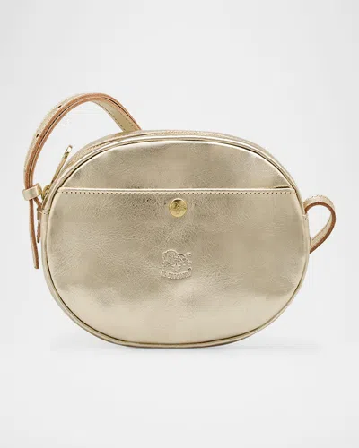 Il Bisonte Rubino Round Leather Crossbody Bag In Platino