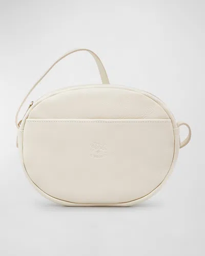 Il Bisonte Rubino Round Vacchetta Leather Crossbody Bag In White