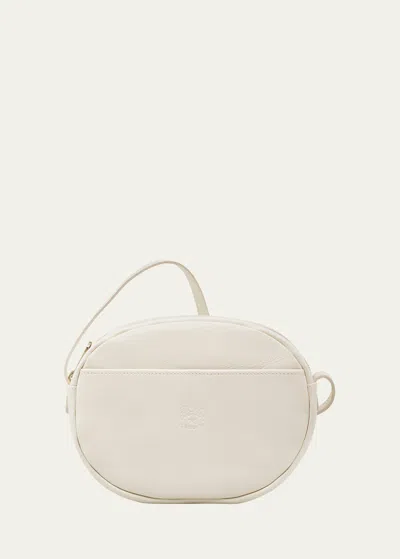 Il Bisonte Rubino Round Vacchetta Leather Crossbody Bag In White