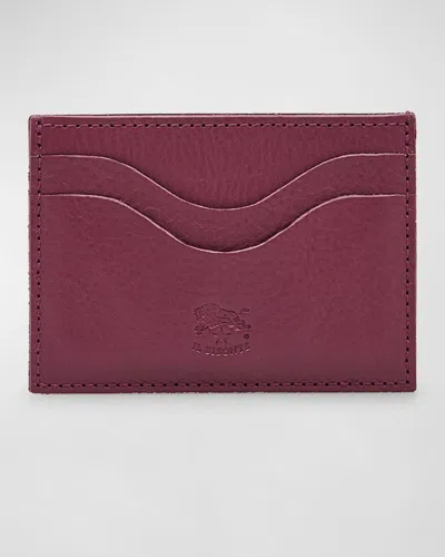 Il Bisonte Salina Leather Card Holder In Iris