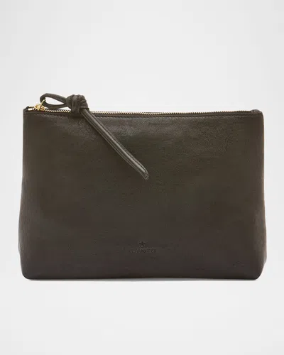 Il Bisonte Snodo Zip Leather Clutch Bag In Black