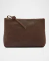 Il Bisonte Snodo Zip Leather Clutch Bag In Caffe