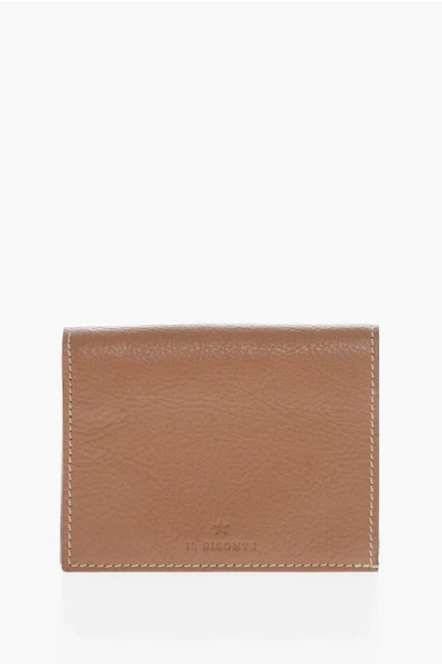 Il Bisonte Textured Leather Wallet With Zip In Brown