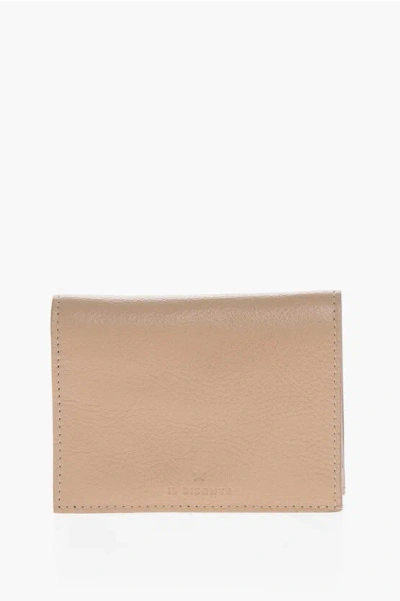 Il Bisonte Textured Leather Wallet With Zip In Brown