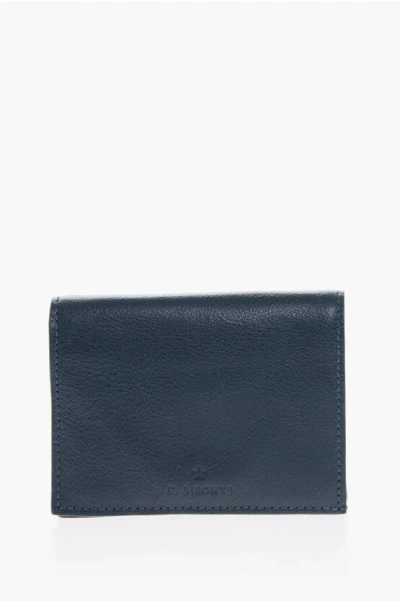 Il Bisonte Textured Leather Wallet With Zip In Blue