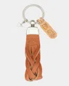 Il Bisonte Unisex Leather Logo Key Ring In Natural