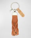 Il Bisonte Unisex Leather Logo Key Ring In Natural
