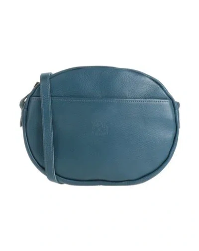 Il Bisonte Woman Cross-body Bag Slate Blue Size - Soft Leather