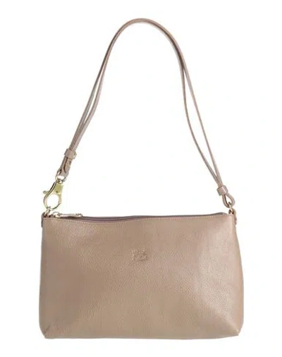 Il Bisonte Woman Shoulder Bag Khaki Size - Leather In Beige