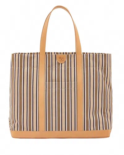 Il Bisonte Women's Caramella Large Tote Bag In Riga Beige/naturale In Multi