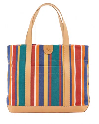 Il Bisonte Women's Caramella Medium Tote Bag In Riga Sdraio/naturale In Multi