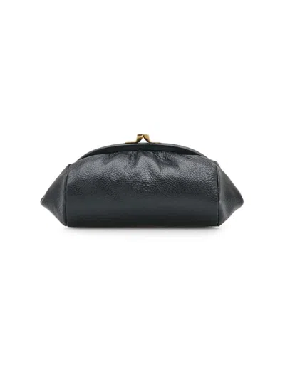 Il Bisonte Women's Classic Logo-embossed Metallic Leather Clutch In Black