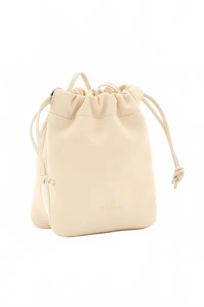 Il Bisonte Women's Drawstring Leather Bucket Bag In White In Neutral