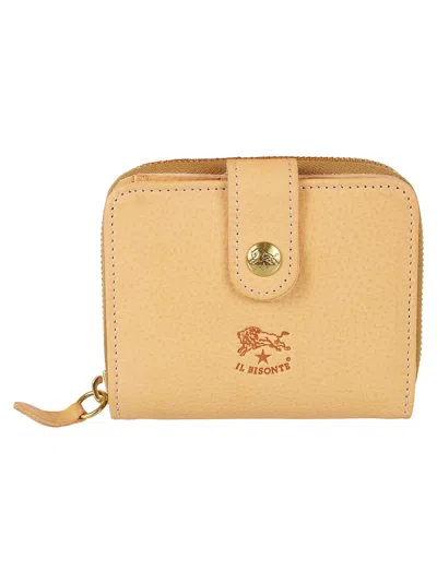 Il Bisonte Zip-around Logo Stamp Medium Wallet In Natural