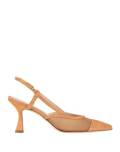 Il Borgo Firenze Woman Pumps Camel Size 8 Leather, Synthetisches Material In Orange