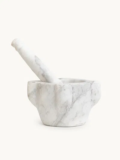 Il Buco Vita Pietrasanta Carrara White Marble Mortar & Pestle Set White Marble
