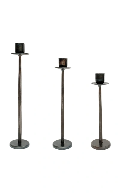 Il Buco Vita Urbino Medium Iron Candleholder In Metallic