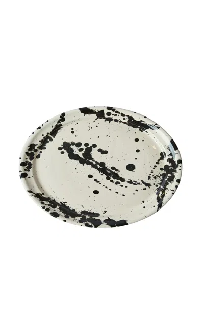 Il Buco Vita - X Leanne Ford Montegranaro Splatterware Dinner Plate - Black/white In Black,white