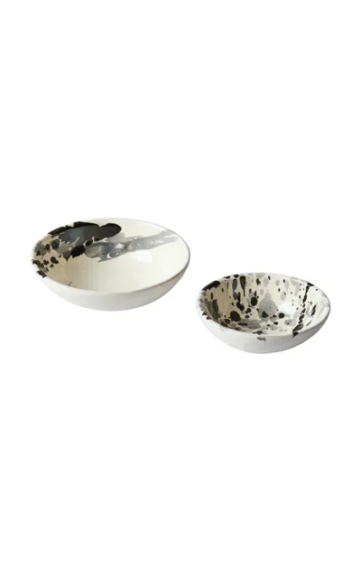 Il Buco Vita - X Leanne Ford Montegranaro Splatterware Oil & Salt Dish Set - Black/white In Black,white