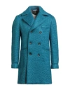 Il Cappottino Man Coat Deep Teal Size 44 Mohair Wool, Wool, Polyamide In Blue