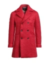 Il Cappottino Man Coat Red Size 44 Mohair Wool, Wool, Polyamide