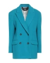 Il Cappottino Woman Coat Turquoise Size 8 Virgin Wool In Blue