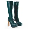 Il Fratellino Women's More More Leather Knee High Boot In Raspoutine Green In Green