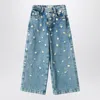 Il Gufo Blue Jeans With Daisy Embroidery