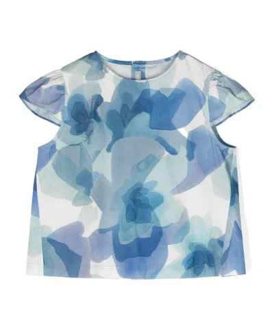 Il Gufo Abstract-print Cotton Blouse In Blue
