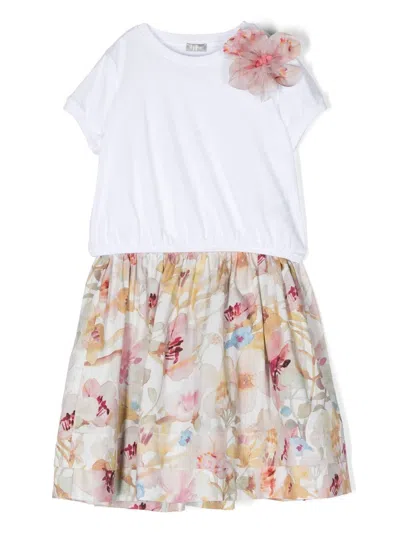 Il Gufo Kids' All-over Floral-print Skirt In White
