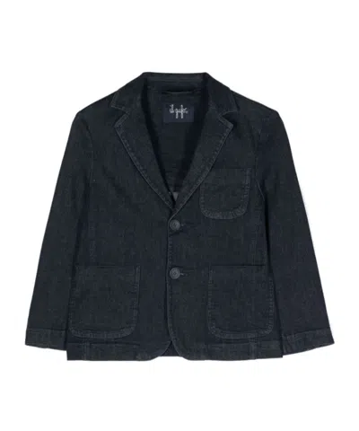 Il Gufo American-vent Denim Blazer In Black