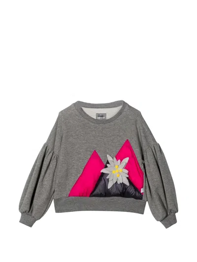 Il Gufo Kids' Appliqué Balloon-sleeve Sweatshirt In Gray
