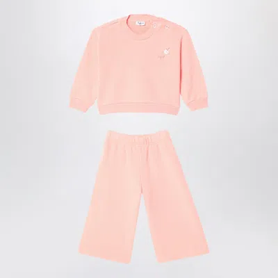 Il Gufo Apricot-coloured Set In Cotton Fleece In Orange