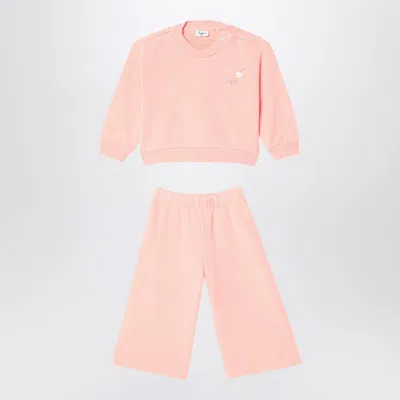 Il Gufo Apricot-coloured Set In Cotton Fleece In Orange